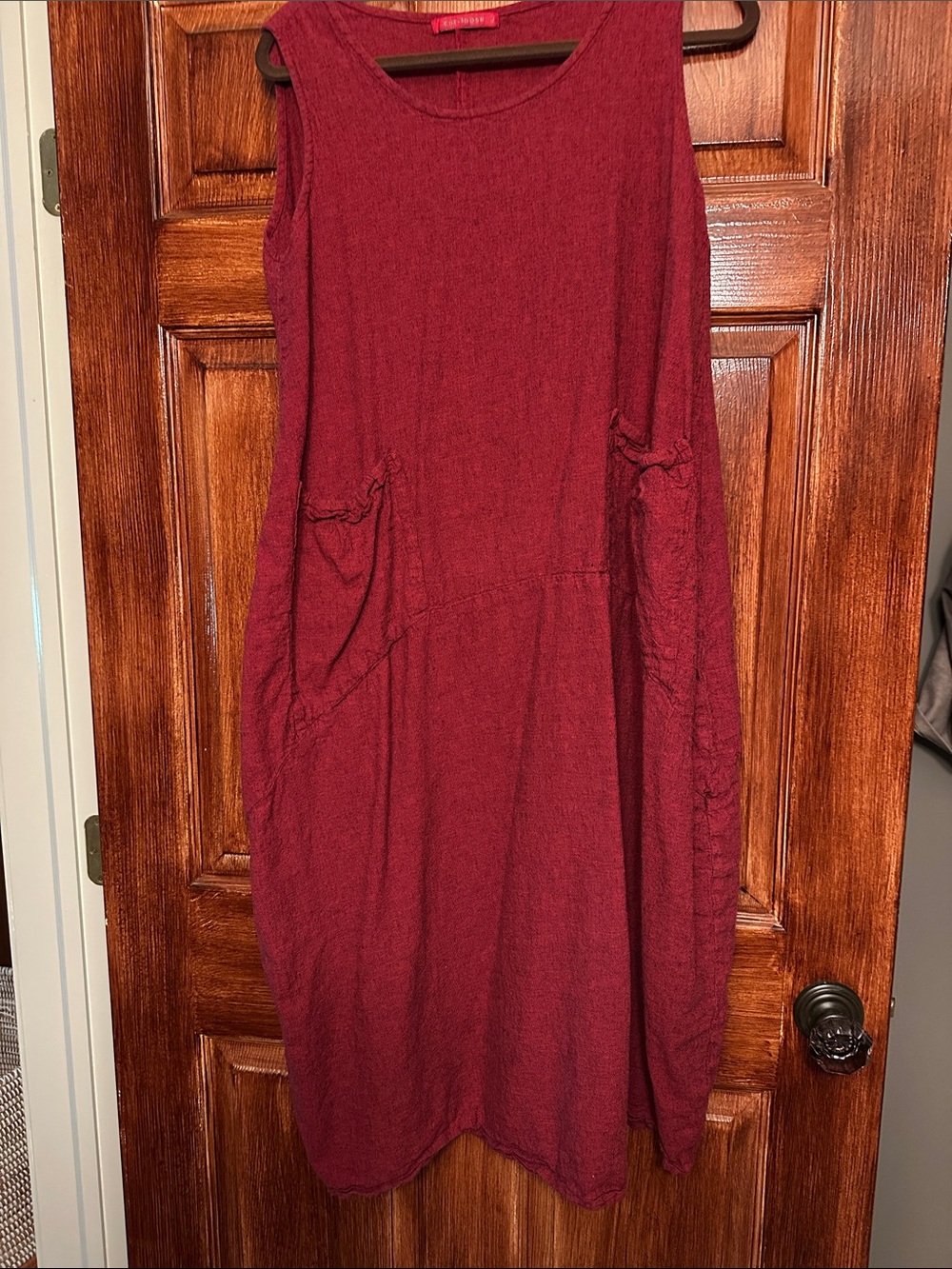 cut loose Sleeveless Deep Red Pocket Dress